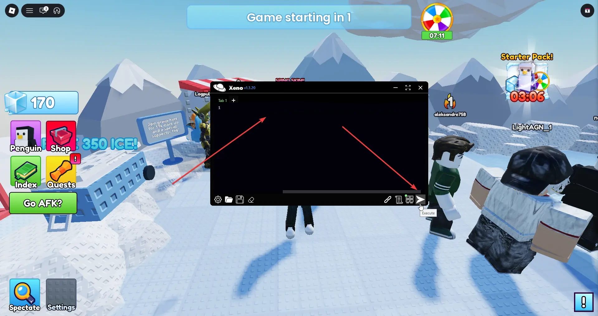 Main GUI panel in-game